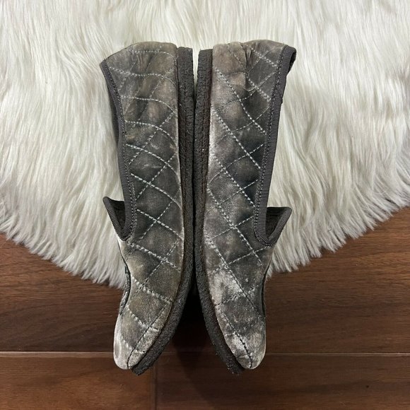 Tory Burch‎ Size 5 Taupe Gray Velvet Billy Quilted Slippers - Picture 4 of 10